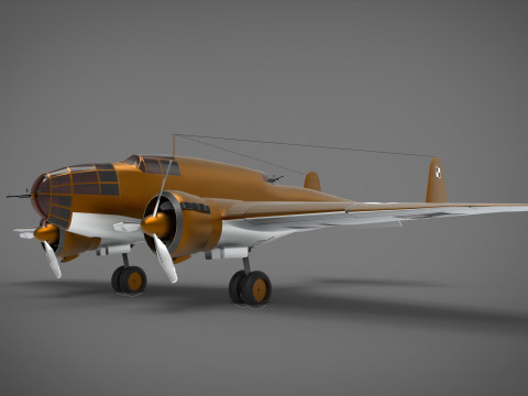 Bomber Airplane PZL 37 Abis 3D-Modell
