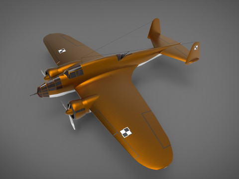 Bomber Airplane PZL 37 Abis 3D-Modell