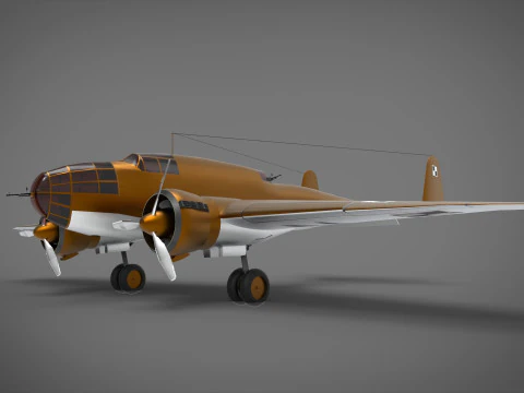 Bomber Airplane PZL 37 Abis 3D Model