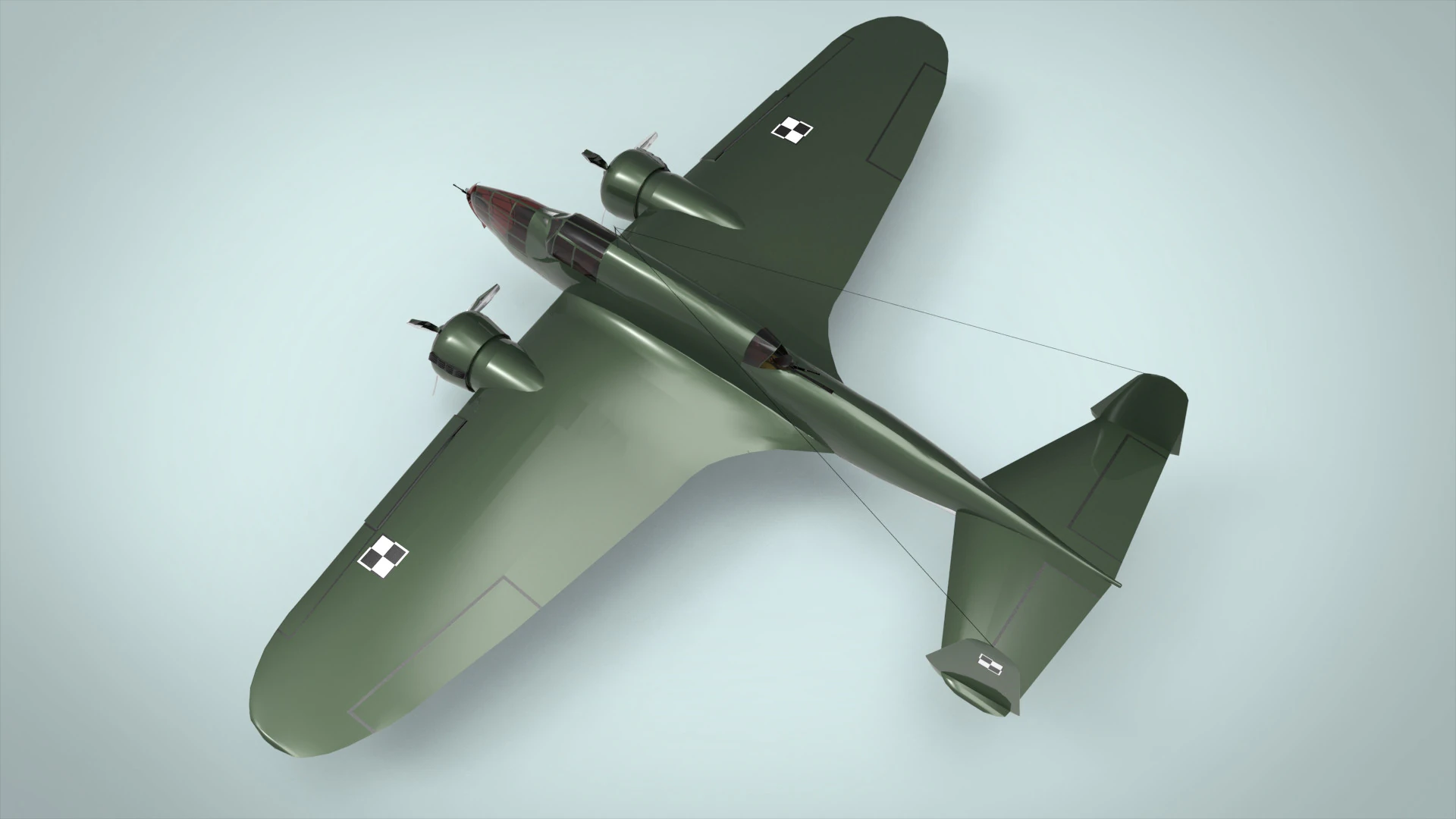 Bomber PZL 37 3D Model .c4d .max .obj .3ds .fbx .stl .blend 