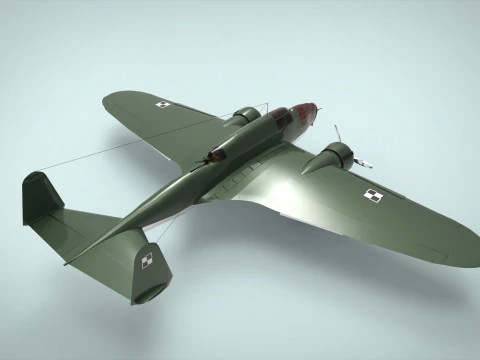 Bomber PZL 37 3D Model