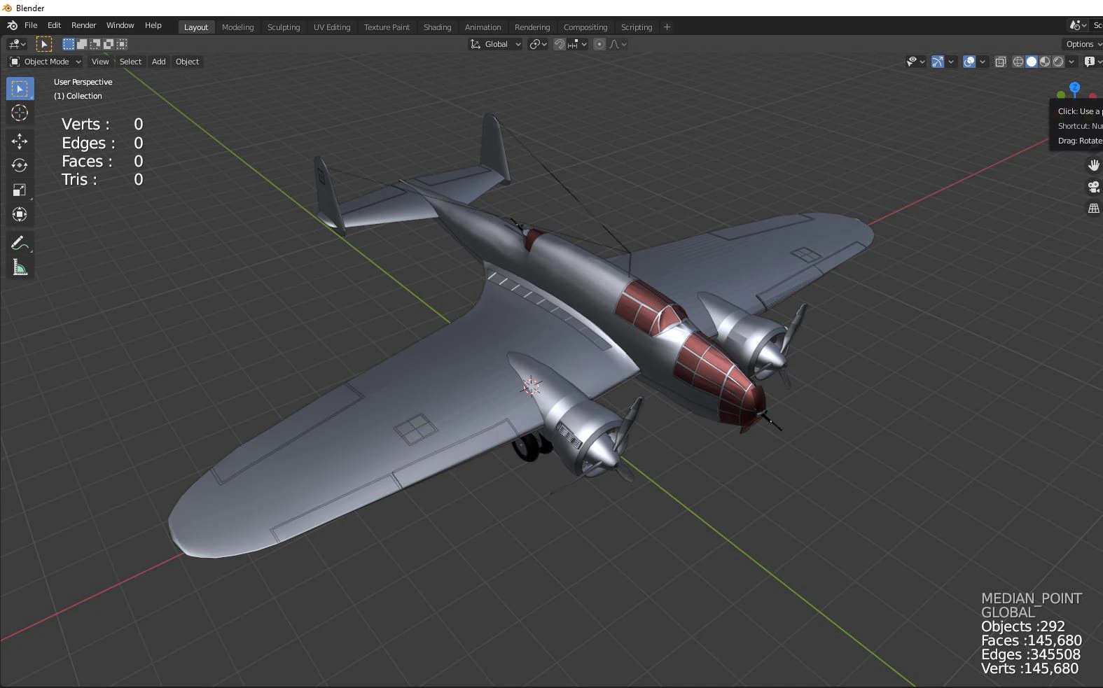 Bomber airplane PZL 37 3D Model .c4d .max .obj .3ds .fbx .stl .blend 