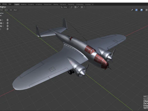 Avi&oacute;n bombardero PZL 37 Modelo 3D