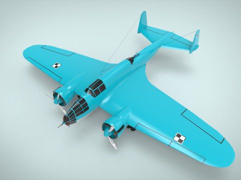 Bomber airplane PZL 37 3D Модель