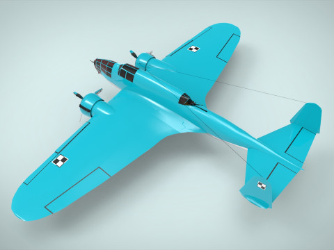 Bomber airplane PZL 37 3D Модель