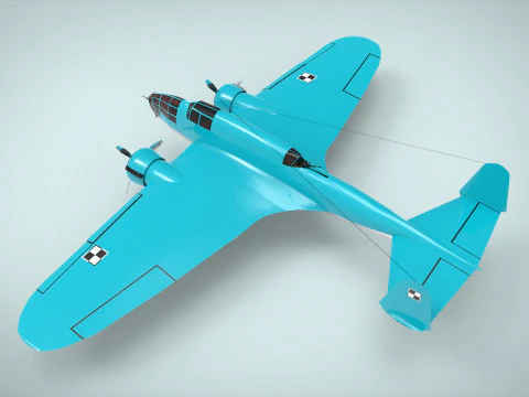 Bomber airplane PZL 37 3D Model