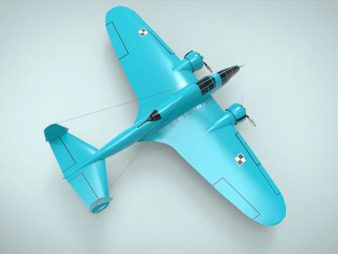 Bomber airplane PZL 37 3D Model