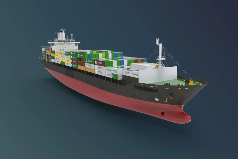 Container ship 3D Model .c4d .max .obj .3ds .fbx .stl .blend 