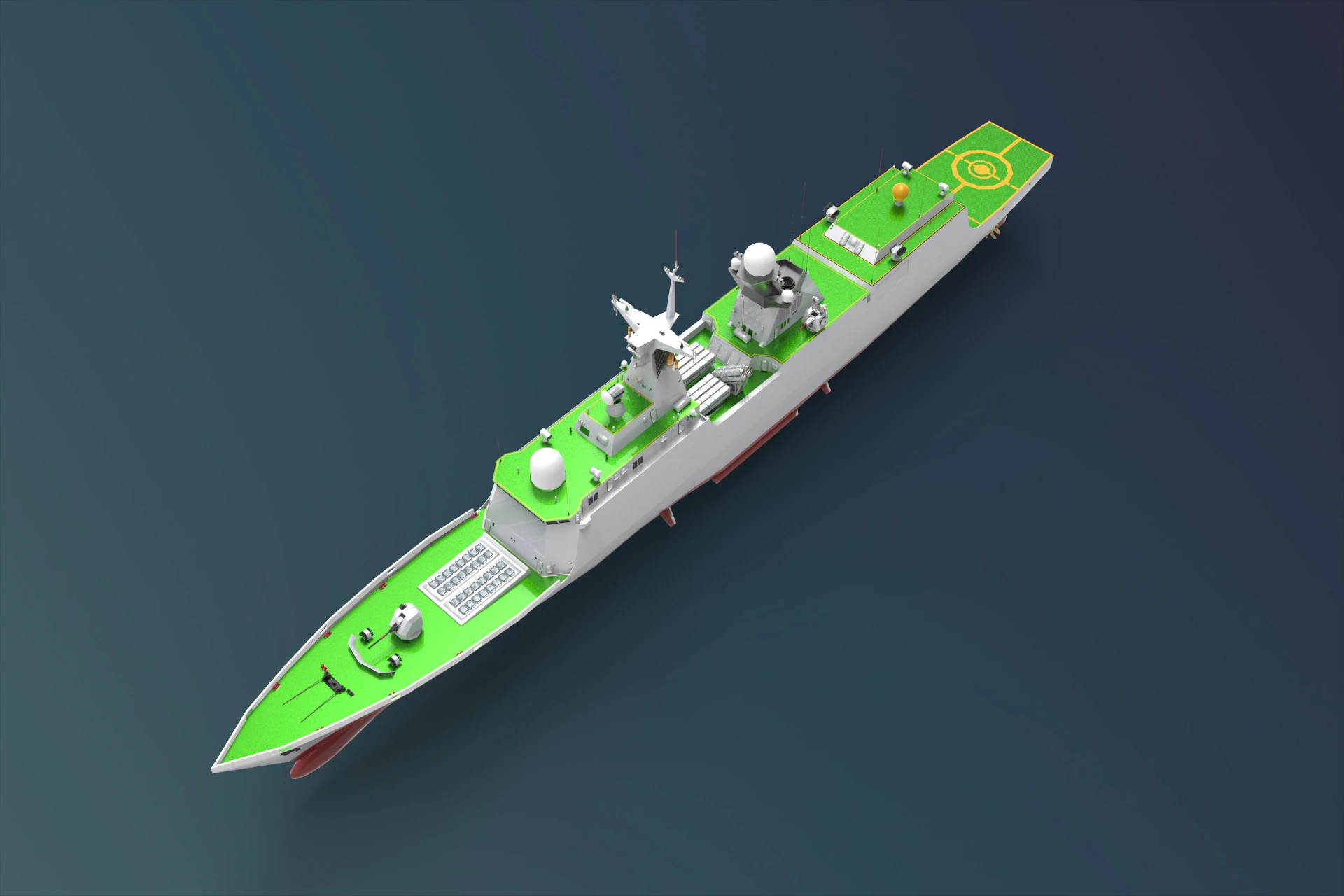 Chinese Frigate Type 054A-P 3D Model .c4d .max .obj .3ds .fbx .stl .blend