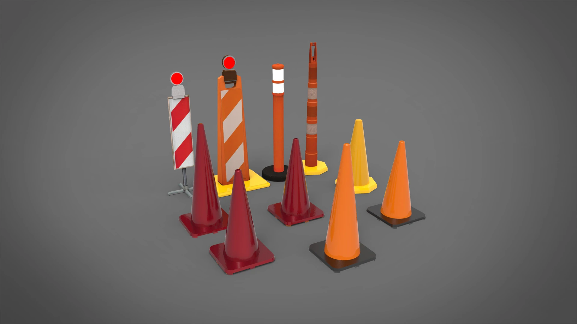 Street cone traffic 3D Model .c4d .max .obj .3ds .fbx .stl .blend 
