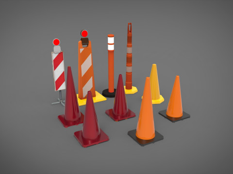 Street cone traffic 3D 模型