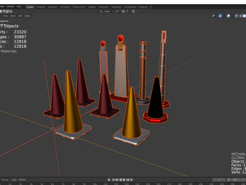 Street cone traffic 3D Model
