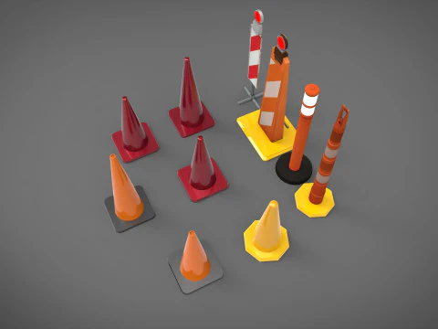 Street cone traffic 3D Model