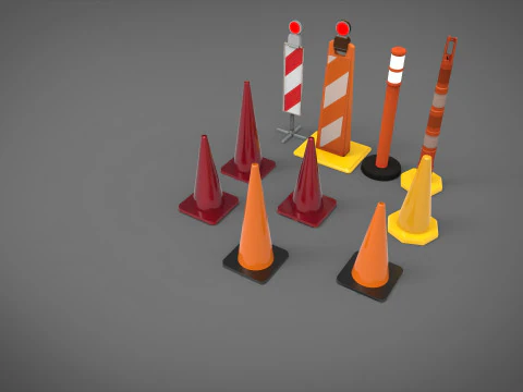 Street cone traffic 3D Model