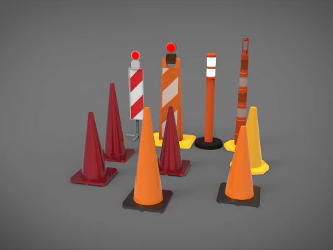 Street cone traffic 3D Model