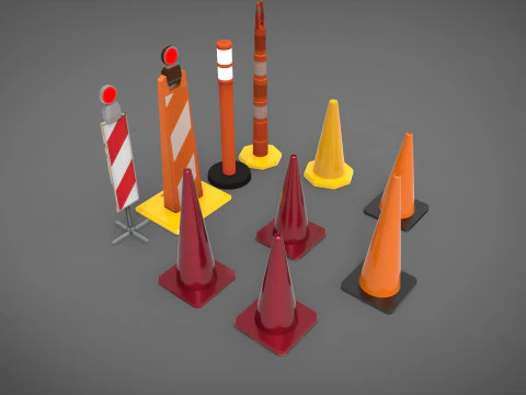 Street cone traffic 3D Model