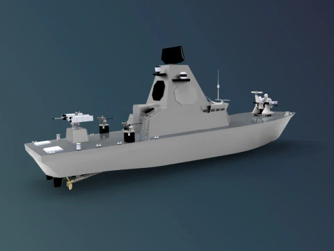 Ve&iacute;culo de superf&iacute;cie n&atilde;o tripulado USV Modelo 3D