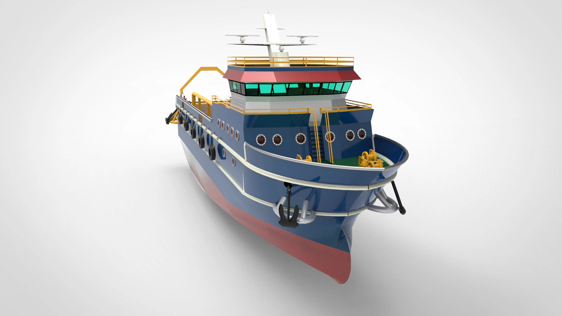 Anchor Handling Tug Supply vessel AHTS 3D Model .c4d .max .obj .3ds .fbx .stl .blend