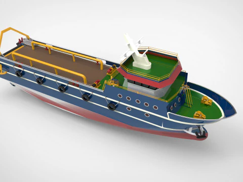 Anchor Handling Tug Supply vessel AHTS 3D Model