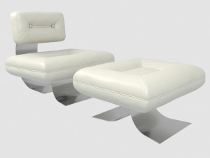 aran lounge chair and ottoman by oscar niemeyer Model 3D