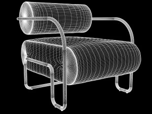 ardent club chair black powder coat with tribal licorice by kelly wearstler max fbx obj 3D Model