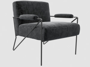 emmett lounge chair mink shearling kelly wearstler 3D Model