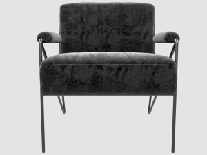 emmett lounge chair mink shearling kelly wearstler 3D Model