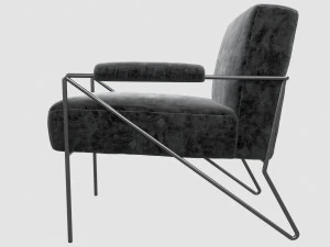emmett lounge chair mink shearling kelly wearstler 3D Model