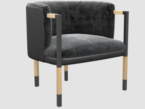 larchmont chair mink shearling by kelly wearstler Model 3D