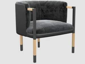 Sedia Larchmont in montone di visone di Kelly Wearstler Modello 3D