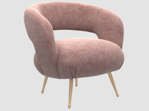 Poltrona lounge laurel pascal rose di kelly wearstler Modello 3D