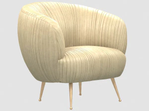 Sedia souffle in pelle increspata beige di Kelly Wearstler Modello 3D