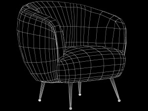 souffle chair ruched leather beig by kelly wearstler Modèle 3D