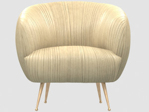 souffle chair ruched leather beig by kelly wearstler Modèle 3D