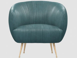 souffle chair ruched leather arizona turquoise by kelly wearstler 3D Model