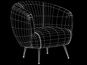 souffle chair unruched bubbly black by kelly wearstler 3D Model