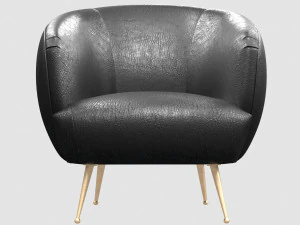 souffle chair unruched bubbly black by kelly wearstler 3D Model