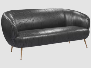souffle settee ruched leather onyx kelly wearstler 3D Model