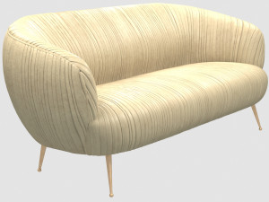 souffle settee ruched leather beig kelly wearstler 3D Model