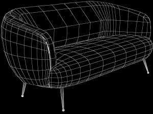 souffle settee ruched leather beig kelly wearstler 3Dモデル