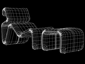 etcetera lounge chair and stool by jan ekselius 3D 모델