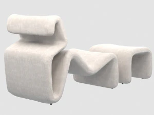 etcetera lounge chair and stool by jan ekselius 3D Model