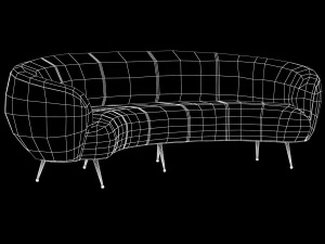souffle banquette bubbly black by kelly wearstler 3D Model