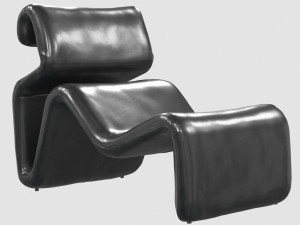 etcetera lounge chair black leather by jan ekselius 3D Model