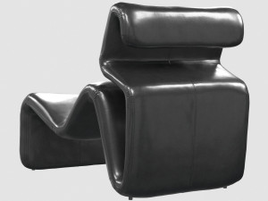 etcetera lounge chair black leather by jan ekselius 3D Model
