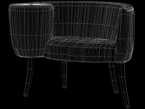 souffle cocktail chair onyx ruched leather kelly wearstler 3D Model