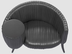 souffle cocktail chair onyx ruched leather kelly wearstler 3D Model