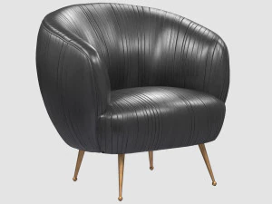 souffle chair ruched leather onyx by kelly wearstler collection 3D Model