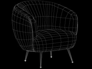 souffle chair ruched leather onyx by kelly wearstler collection 3D Model