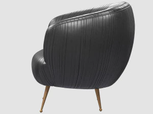 souffle chair ruched leather onyx by kelly wearstler collection 3D Model